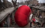 ساخت فانوس سنتی غول پیکر برای جشن سال نو چینی +عکس