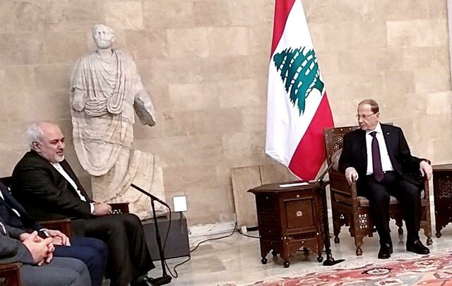 دیدار ظریف با رییس‌جمهور لبنان